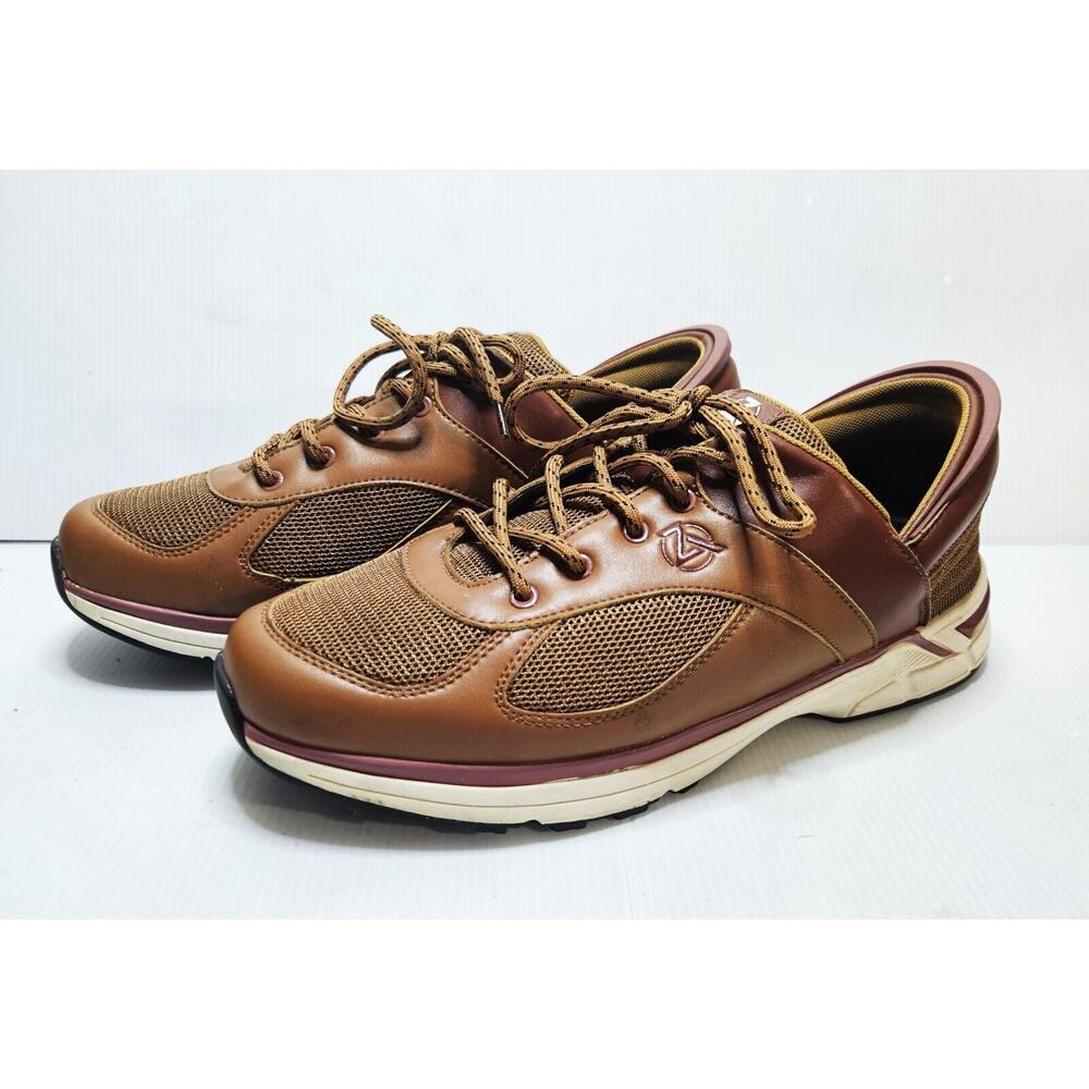 Zeba Hands Free Walking Shoes Mens 13 Brown Leather Mehs Slip On Low Top
